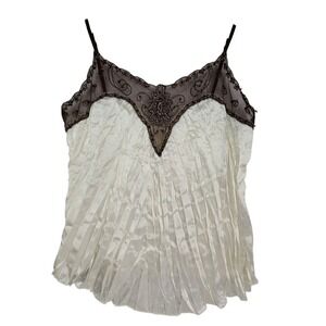 Buffalo David Bitton Women's Vintage Cream Satin & Lace Sequin Camisole Medium